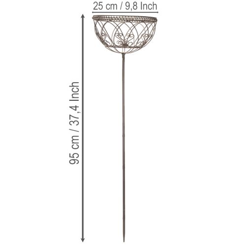 Artículo Cesta de jardín de metal, artículo decorativo de estilo vintage para un uso elegante en exteriores, 95 cm.