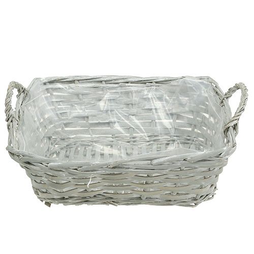 Floristik24 Cesta cuadrada gris 29cm x 23cm H10cm 1p