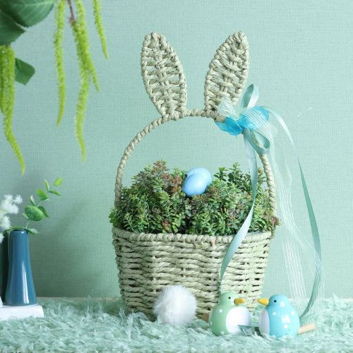 Artículo Bonita cesta para macetas con forma de conejito de Pascua para decoración festiva de interiores, 32 cm