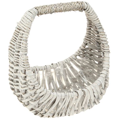 Artículo Cesta de mimbre con asa Gris blanco A43/34/27cm Juego de 3