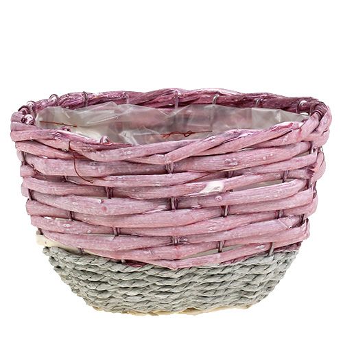 Floristik24 Cesta redonda set de 3 Ø14cm - 24cm rosa, natural
