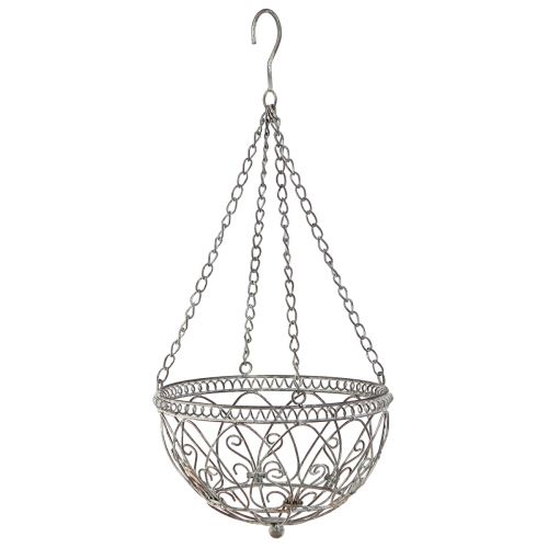 Floristik24 Cesta colgante de metal para flores, aspecto antiguo, Ø25 cm, altura 56 cm