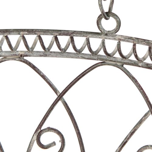Floristik24 Cesta colgante de metal para flores, aspecto antiguo, Ø25 cm, altura 56 cm