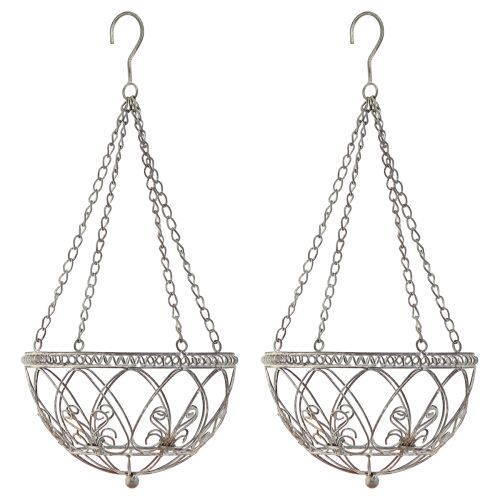 Floristik24 Cesta colgante de metal para flores, aspecto antiguo, Ø25 cm, altura 56 cm