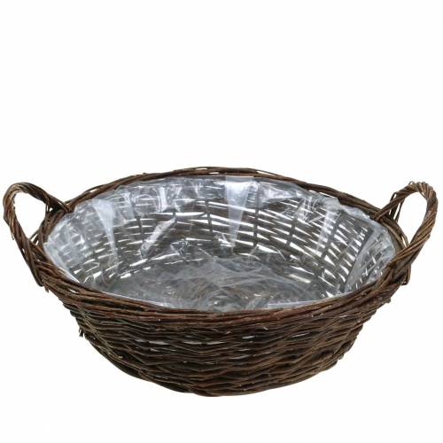 Floristik24 Cesta grande con asas jardinera sauce marrón Ø40cm H13cm