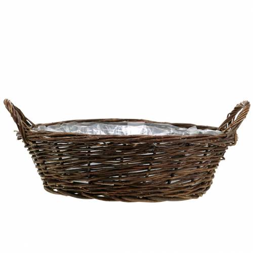 Floristik24 Cesta grande con asas jardinera sauce marrón Ø40cm H13cm