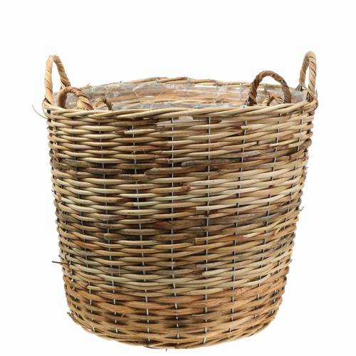 Floristik24 Cesta de mimbre con asas marrón Ø48 / 43/37 / 33cm juego de 4 jardineras decorativas