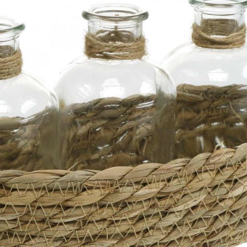 Artículo Cesta decorativa con 3 botellas decoración de mesa algas marinas natural 22×11,5×14cm