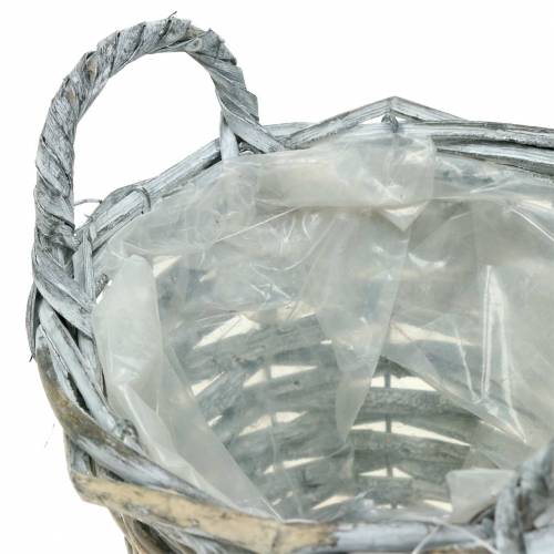Floristik24 Cesto trenzado gris blanco Ø17cm alto 12cm con asas