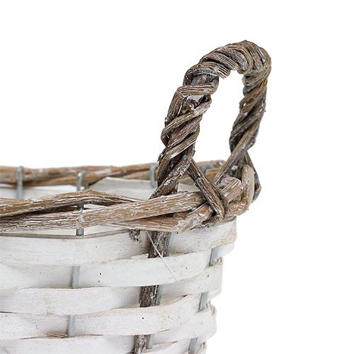 Floristik24 Cesta con asas ovalada natural, blanca 20 x 14cm