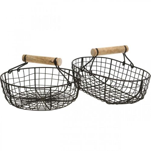 Floristik24 Cesta de Pascua tipo metal. marrón 4 piezas