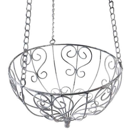 Artículo Cesta de metal para colgar decoración de metal blanco gris Ø24cm H19cm