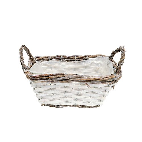 Floristik24 Cesto cuadrado con asas blanco natural 22 x 14cm