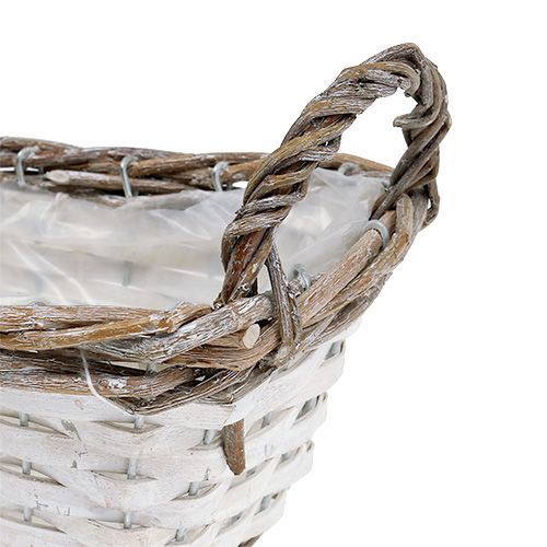 Floristik24 Cesto cuadrado con asas blanco natural 22 x 14cm