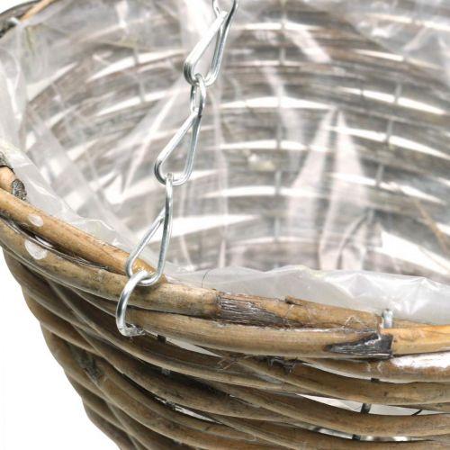 Floristik24 Cuenco para colgar, cesta para plantar natural, blanco lavado H13cm Ø25cm