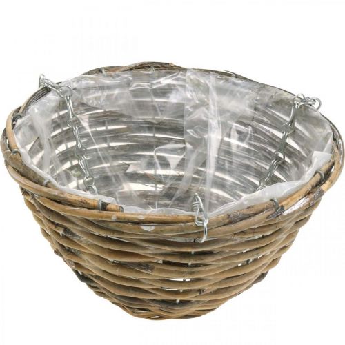 Floristik24 Cuenco para colgar, cesta para plantar natural, blanco lavado H13cm Ø25cm