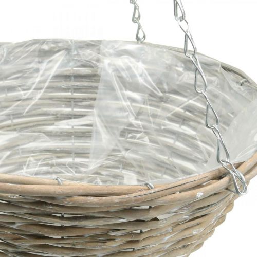 Cuenco para colgar, cesta colgante trenzada natural, blanco lavado H15cm Ø30cm