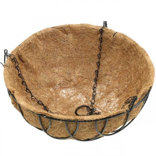 Artículo Cesta de plantas para colgar, cesta colgante de metal, fibra de coco natural, negro H15cm Ø30.5cm