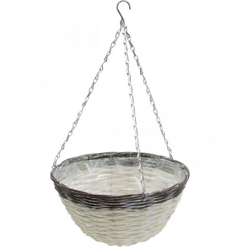 Floristik24 Cesta decorativa para colgar cesta colgante blanco, marrón oscuro Ø34cm