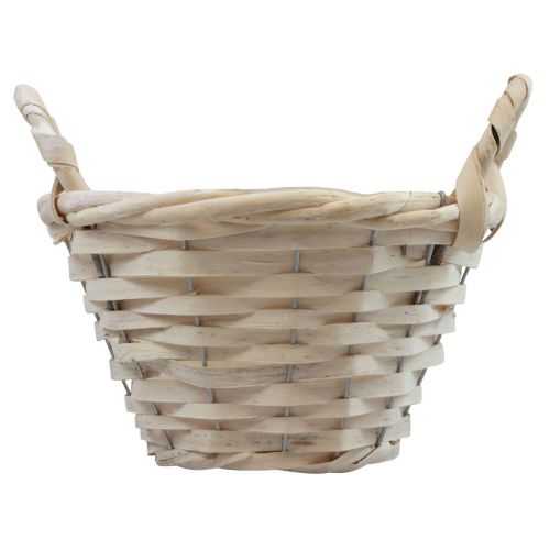 Artículo Cesta con asas cesta para patatas fritas cesta para plantas blanqueada Ø25cm H13cm