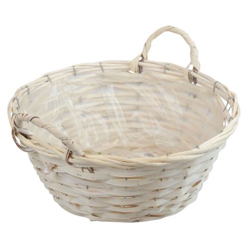 Cesta con asas Cesta de virutas cesta para plantas blanqueada Ø30cm H14cm