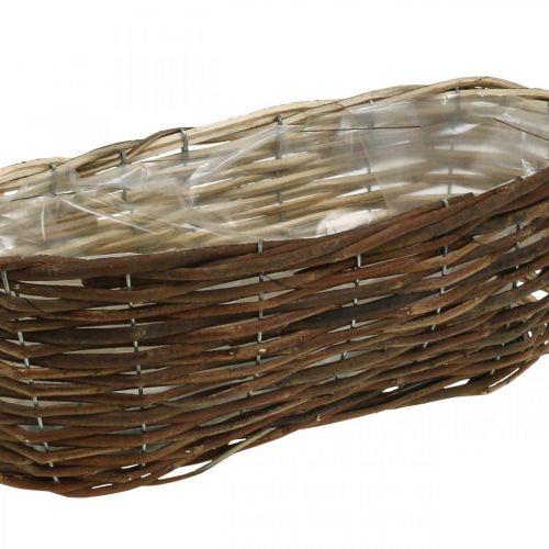 Artículo Cesta para plantar, decoraciones florales, cesta de madera natural L35cm 11.5cm