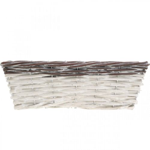 Floristik24 Cesta decorativa blanca, macetero marrón bicolor 32×13,5×9,5cm