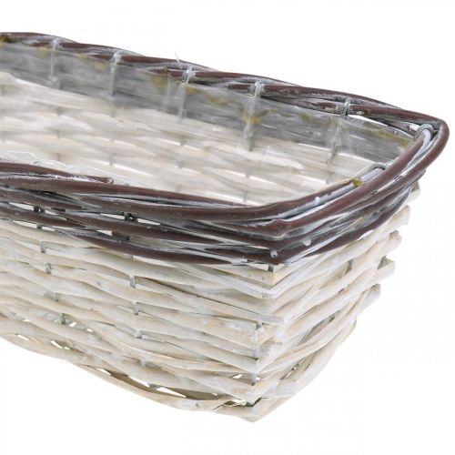 Floristik24 Cesta decorativa blanca, macetero marrón bicolor 32×13,5×9,5cm