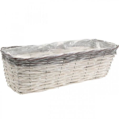 Cesta tejida Cesta para plantas blanca y marrón 41×17×12,5 cm