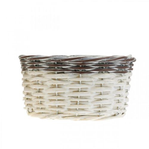 Artículo Cesta decorativa redonda para plantar maceta blanca, marrón Ø20cm