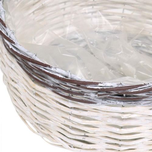 Artículo Cesta decorativa redonda blanca, cesta de plantas trenzada marrón Ø29cm