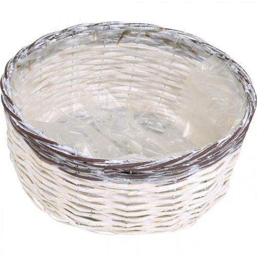 Artículo Cesta decorativa redonda blanca, cesta de plantas trenzada marrón Ø29cm