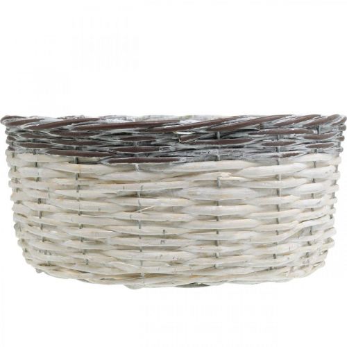 Artículo Cesta decorativa redonda blanca, cesta de plantas trenzada marrón Ø29cm