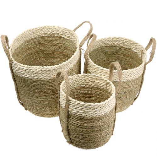 Floristik24 Cesta de sisal Ø37 / 30 / 25cm 3 piezas