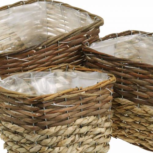 Cesta de plantas, recipiente natural para plantar, cuenco de flores cuadrado natural L29,5/26/23cm H21/19/16cm juego de 3