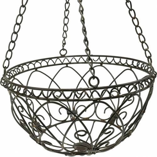 Floristik24 Cesta de plantas decorativa para colgar marrón óxido Ø24cm