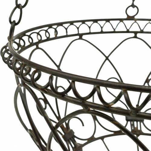 Floristik24 Cesta de plantas decorativa para colgar marrón óxido Ø24cm