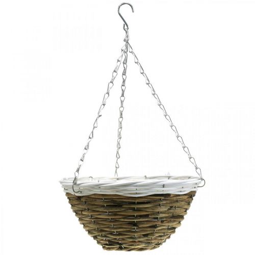 Artículo Cuenco para colgar, cesta colgante, cesta de flores natural, blanco Ø30,5cm
