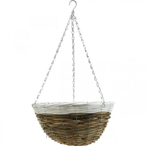 Artículo Cuenco para plantas, cesta colgante, cesta colgante natural, blanco Ø35cm