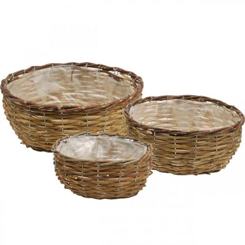 Cesta cuenco cesta de plantas naturales cesta de mimbre Ø21,5/26/Ø31cm juego de 3