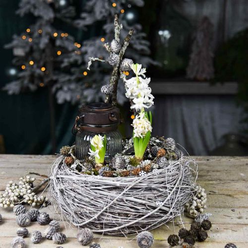 Floristik24 Cesta cesta cesta de Pascua marrón blanco lavado Ø26 / Ø15cm juego de 2