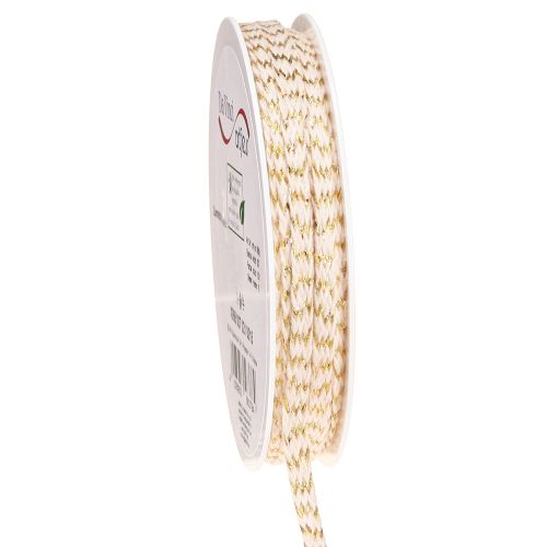Floristik24 Cordón de algodón cinta de algodón oro y crema 7mm 15m