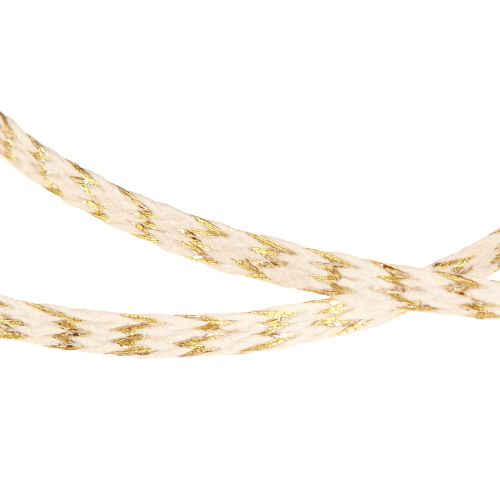 Artículo Cordón de algodón cinta de algodón oro y crema 7mm 15m
