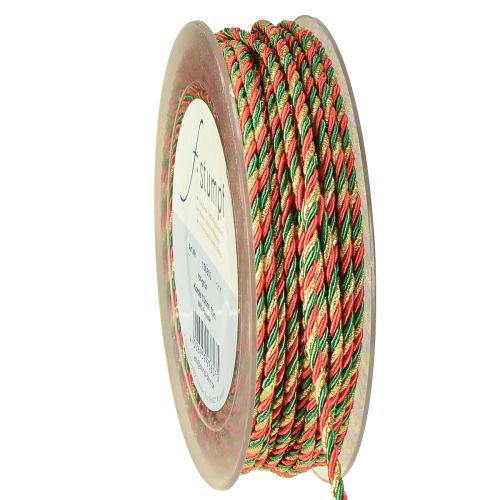 Cordón rojo verde dorado cordón decorativo cordón tricolor cinta 3mm 25m