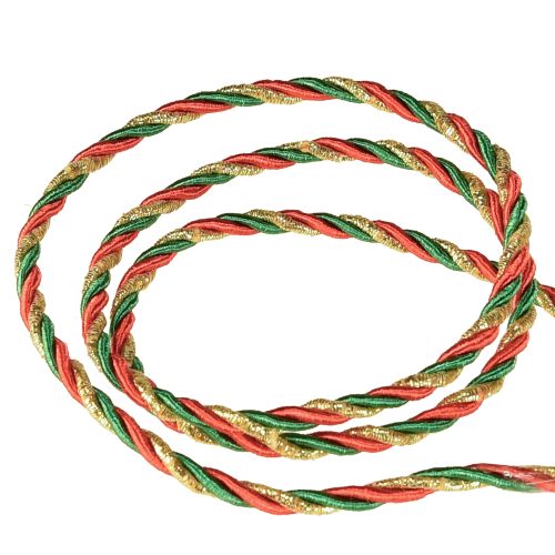 Artículo Cordón rojo verde dorado cordón decorativo cordón tricolor cinta 3mm 25m