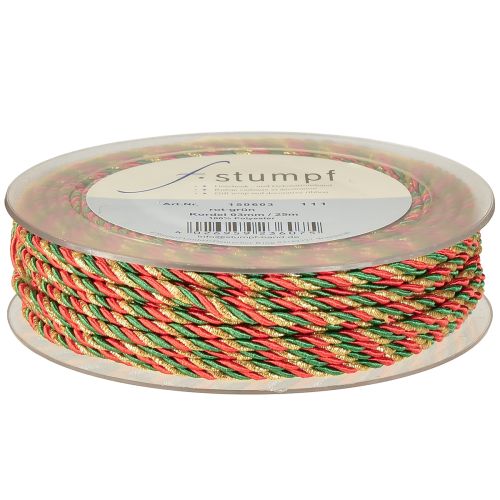 Artículo Cordón rojo verde dorado cordón decorativo cordón tricolor cinta 3mm 25m