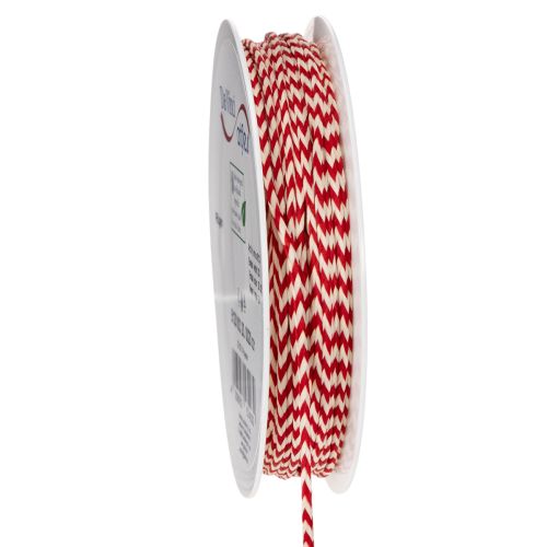 Cordón con estampado en zigzag en rollo para manualidades y embalaje, 3 mm de diámetro, 20 m de largo.