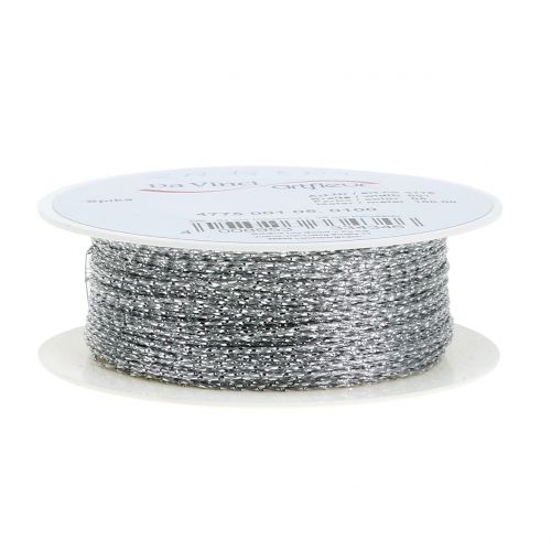 Floristik24 Cordón plata Ø1mm 100m