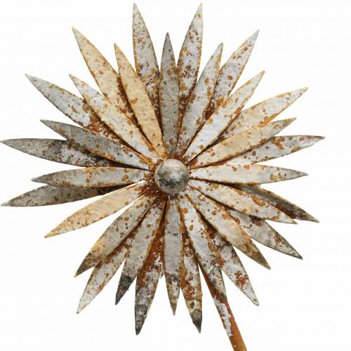 Floristik24 Tapón de jardín pátina aciano metal blanco Ø10 / 15cm H66cm