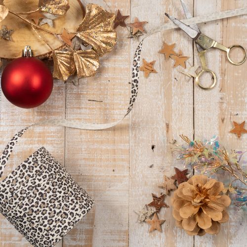 Cinta de regalo con estampado de leopardo para decoración creativa, cinta rizada de 10 mm y 100 m. | Floristik24.es